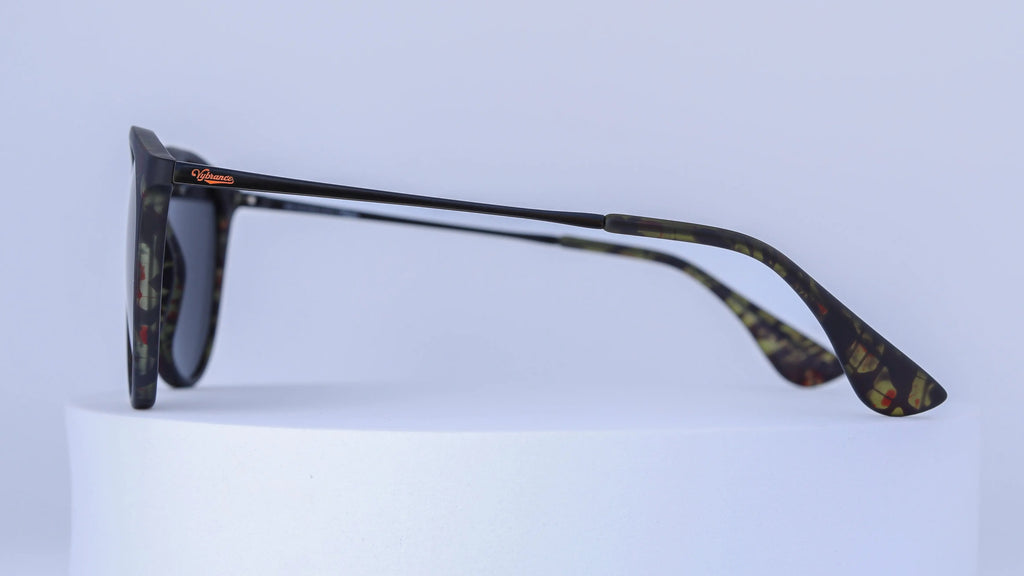 Tortoiseshell eyeglasses on a white background